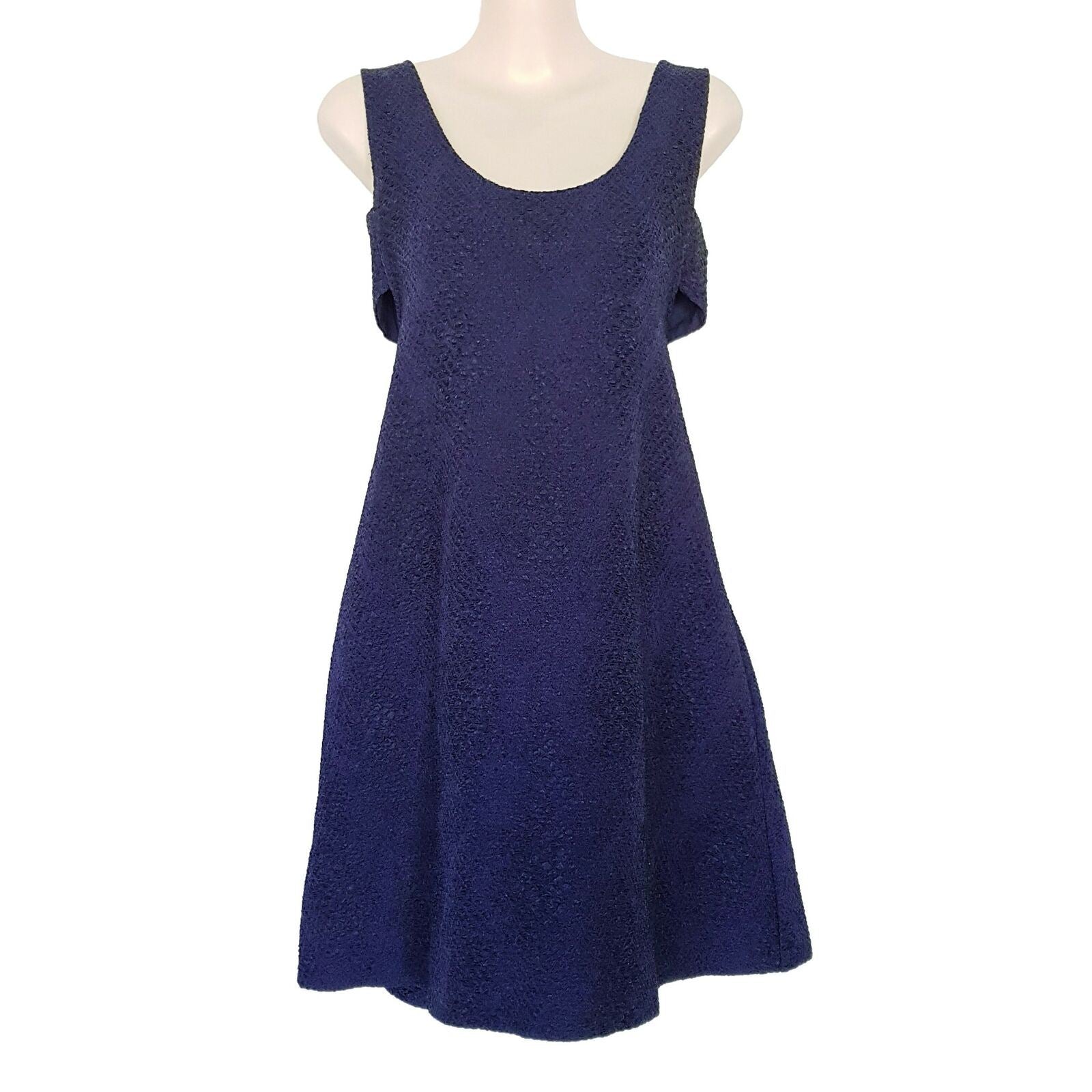 SEED HERITAGE Navy Blue Textured Cutout Sleeveless Ladies A-Line Cocktail Dress