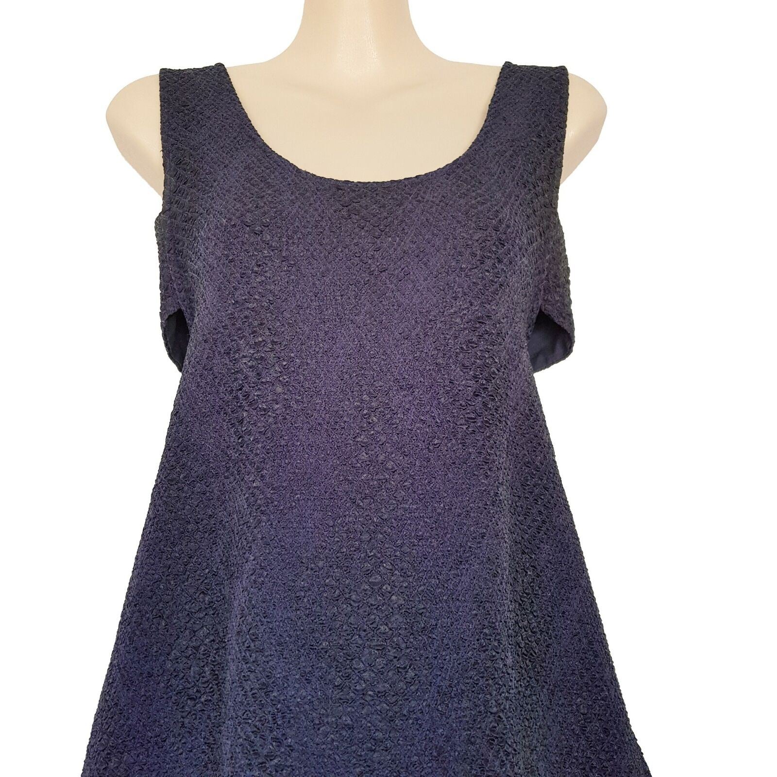 SEED HERITAGE Navy Blue Textured Cutout Sleeveless Ladies A-Line Cocktail Dress
