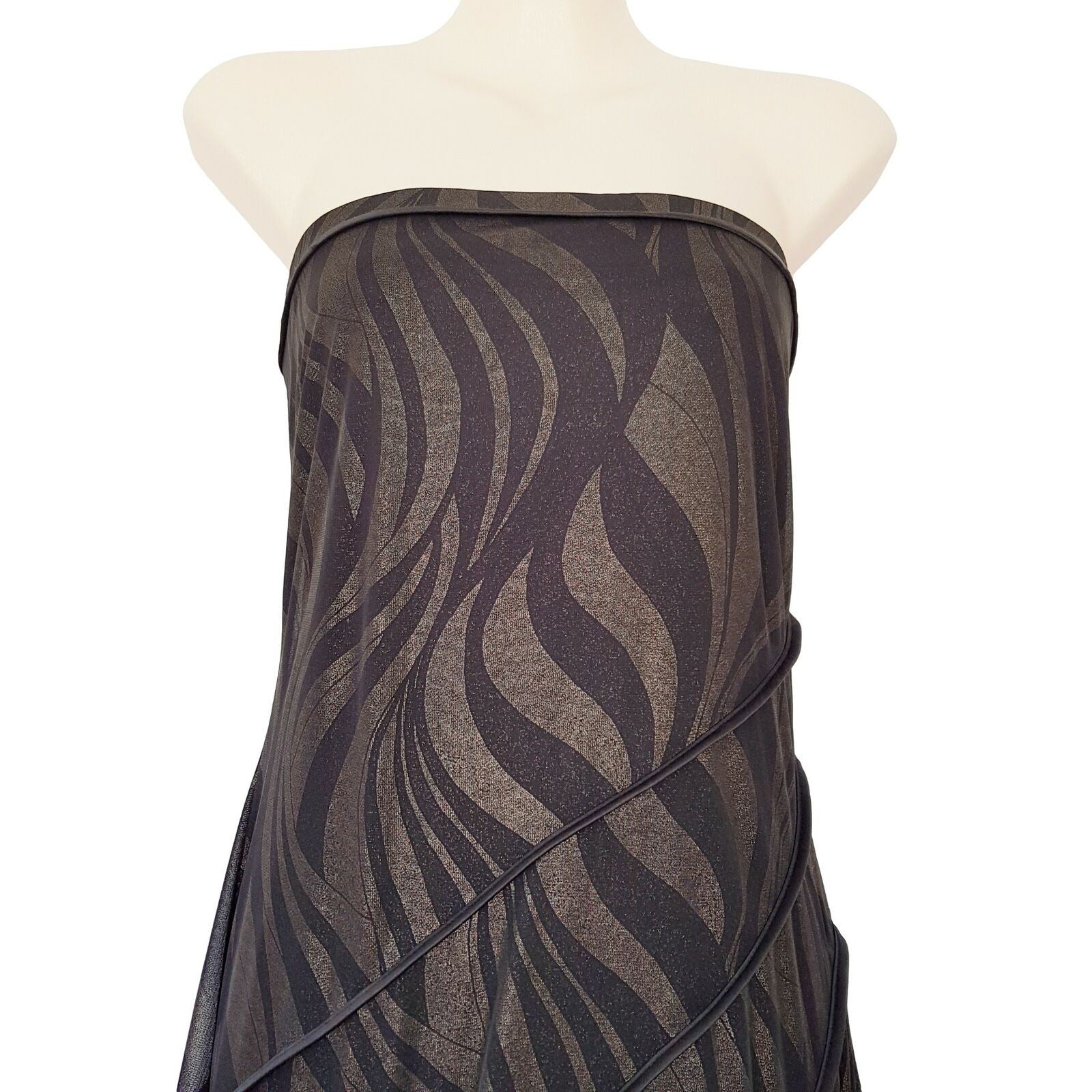 PURPLEPATCH Sexy Black Metallic Gold Asymmetric Women's Strapless Dress Cocktail