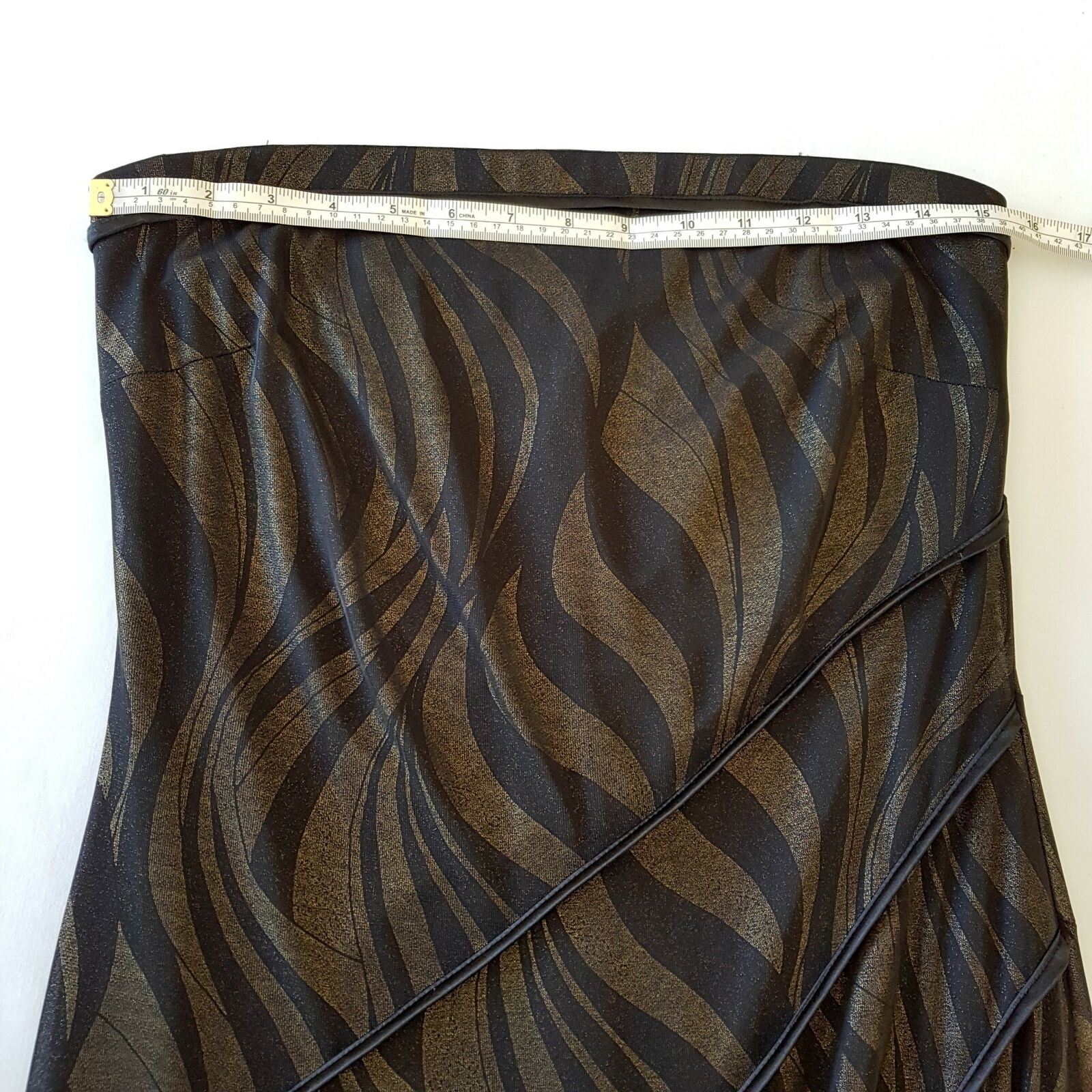 PURPLEPATCH Sexy Black Metallic Gold Asymmetric Women's Strapless Dress Cocktail