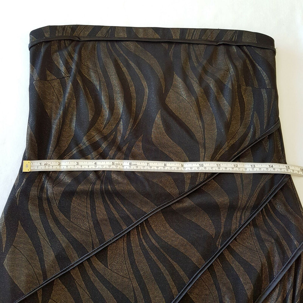 PURPLEPATCH Sexy Black Metallic Gold Asymmetric Women's Strapless Dress Cocktail