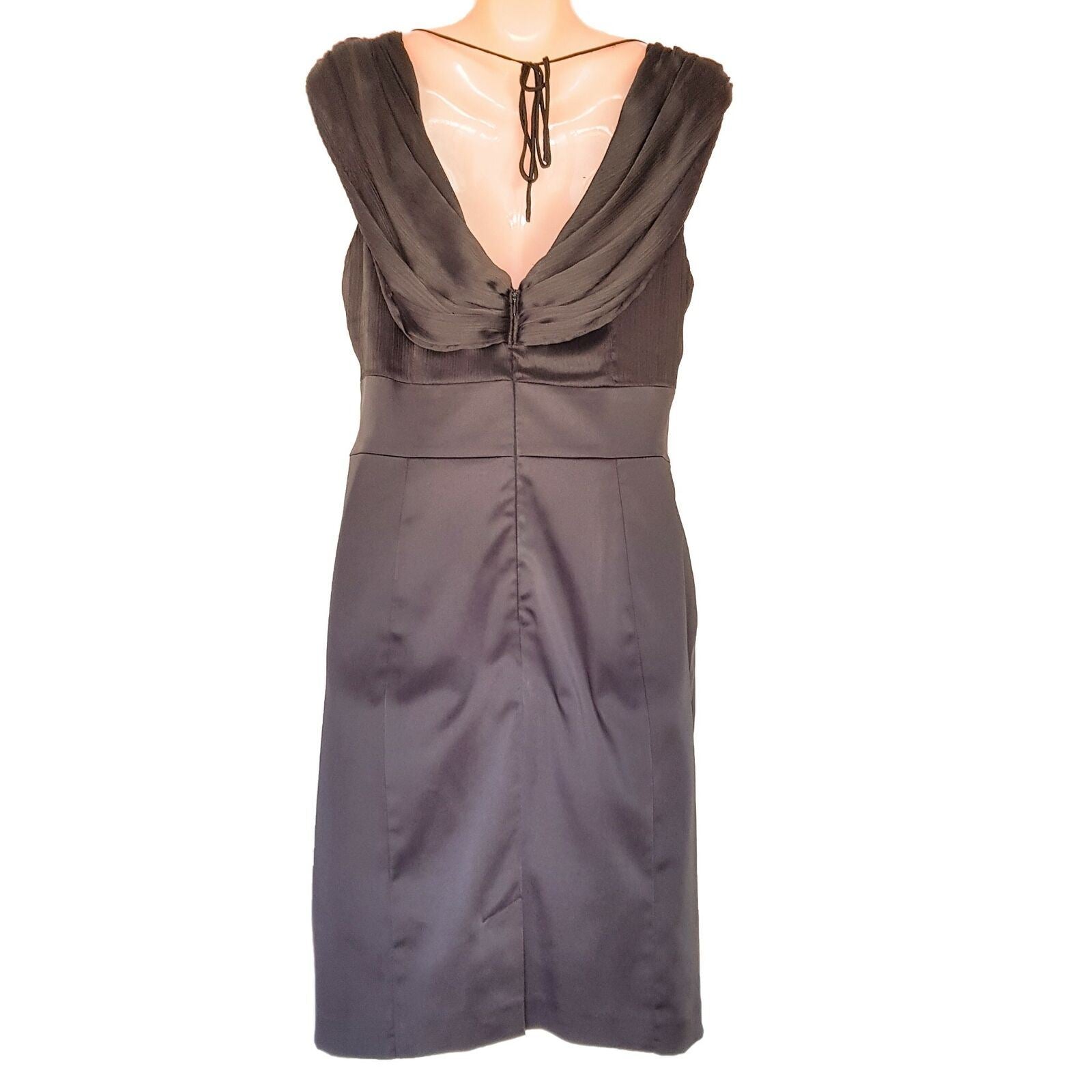 REVIEW Black Sleeveless Women's Shift Cocktail Dress Cowl Neck String Zip Back