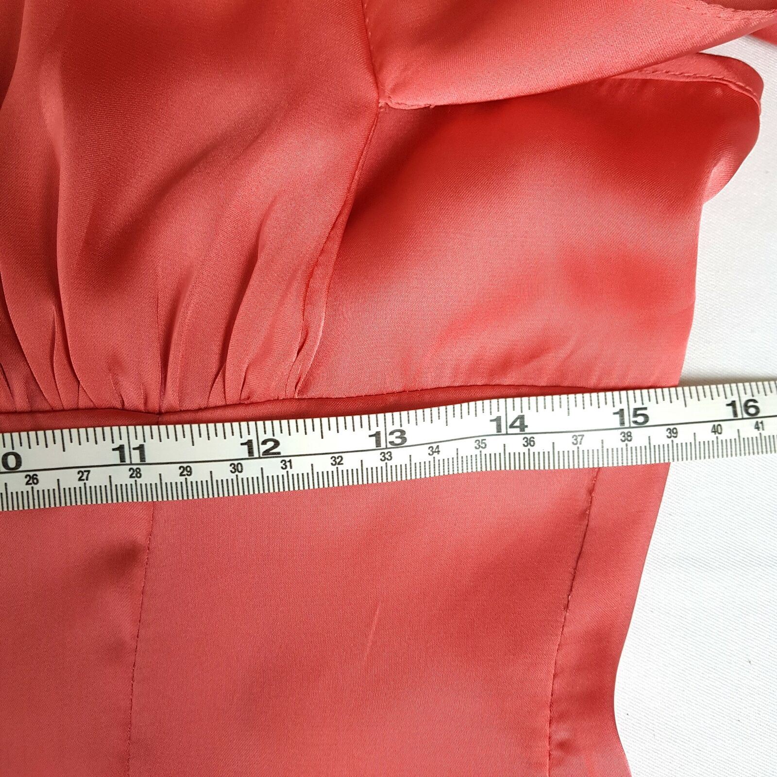 BNWT REVIEW Yoko Obi Coral Pink Satin Women's Button Down Sleeveless Blouse Top
