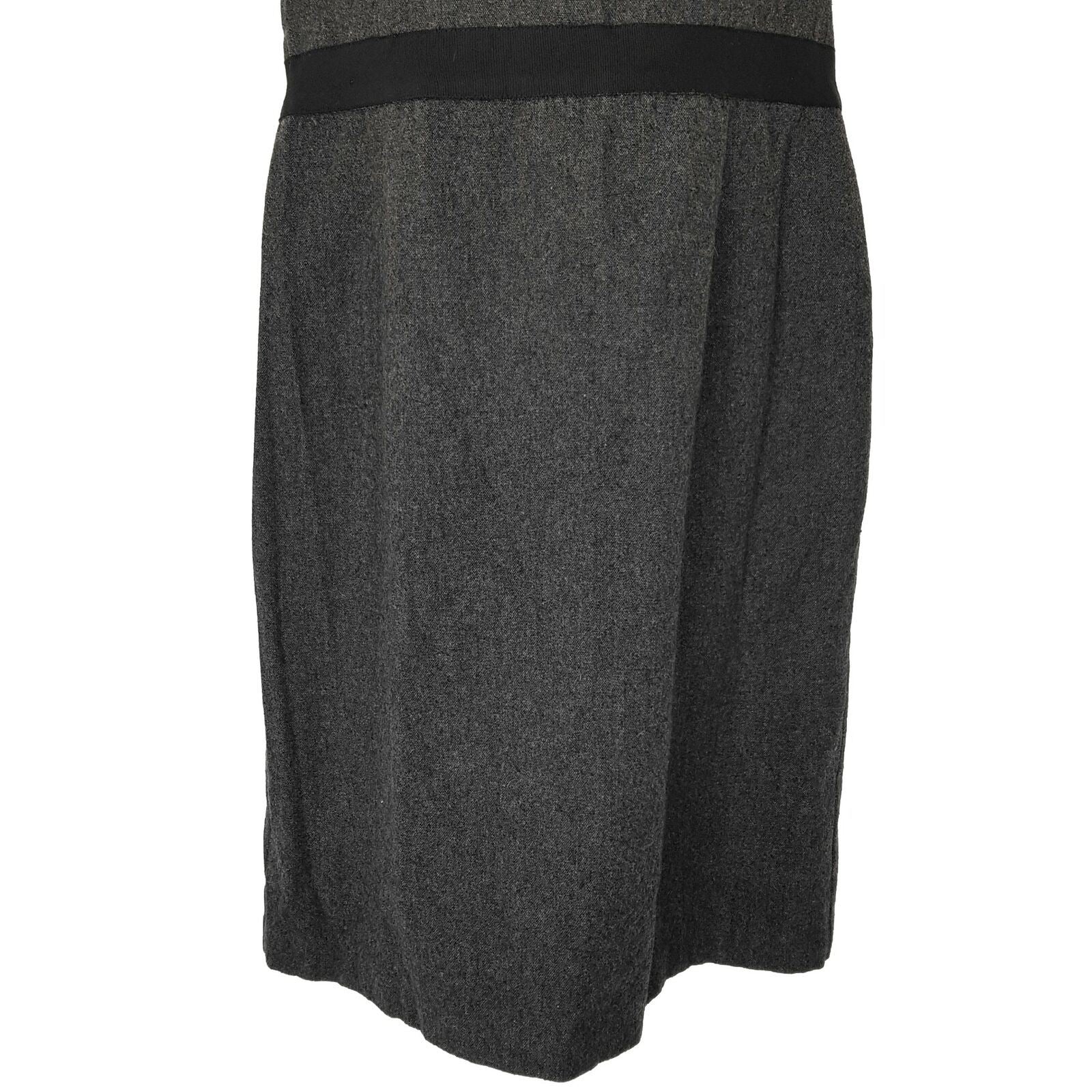 CUE Dark Grey Wool Blend Women's Sheath Workwear Dress Boat Neck Zip Fly Size 12