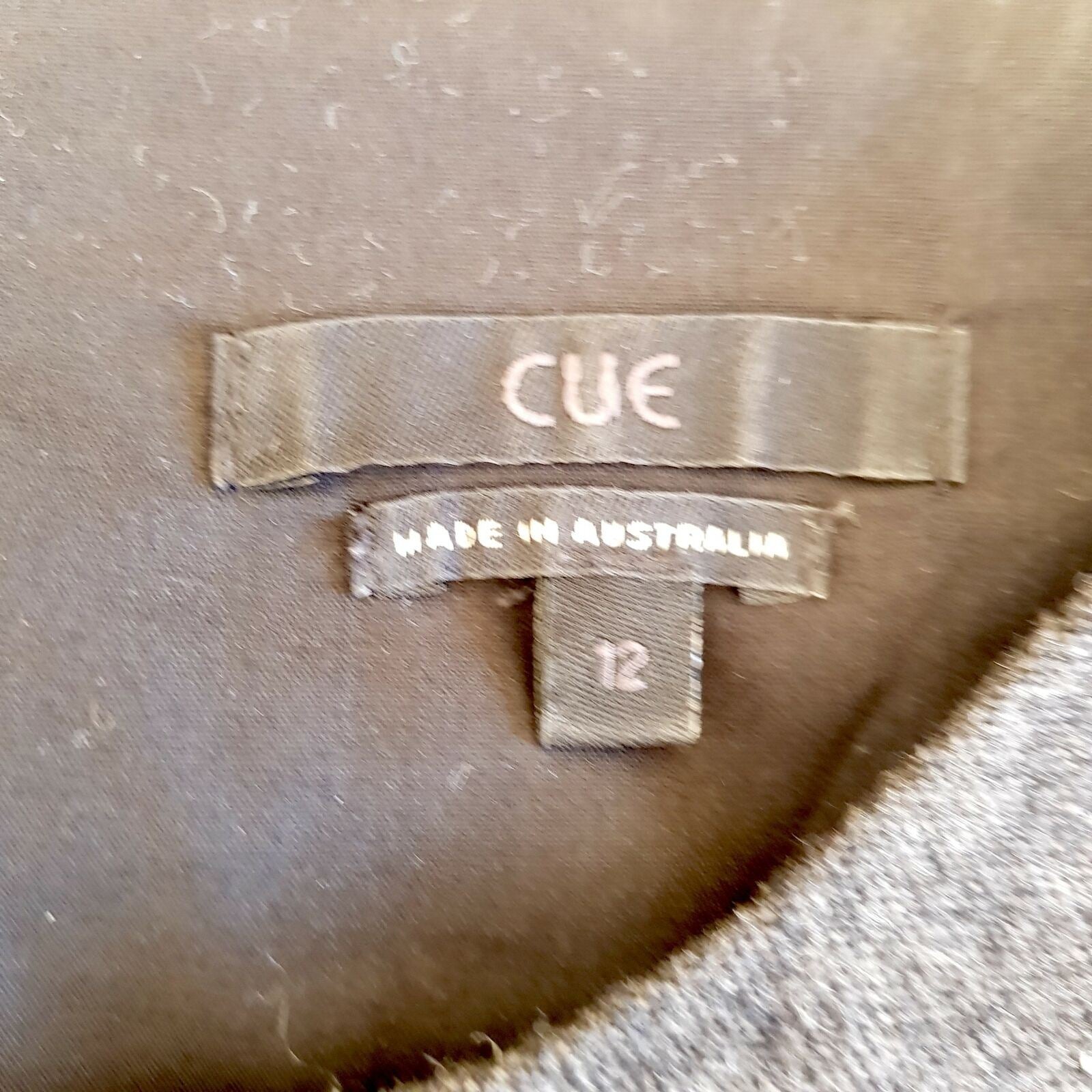 CUE Dark Grey Wool Blend Women's Sheath Workwear Dress Boat Neck Zip Fly Size 12