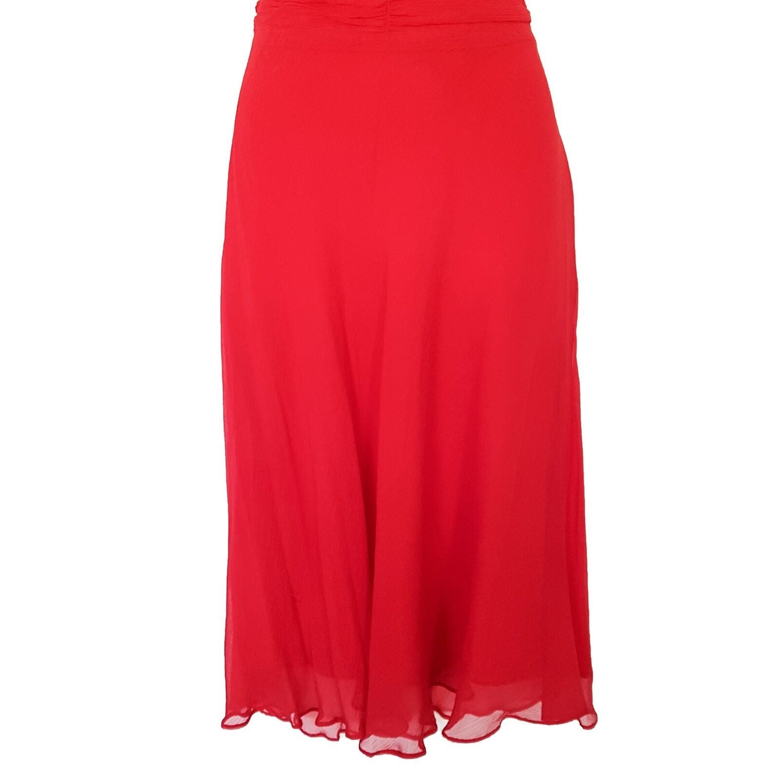 WAREHOUSE Hot Red Sexy Back Silk Ladies Sleeveless Cocktail Sheath Dress V-Neck