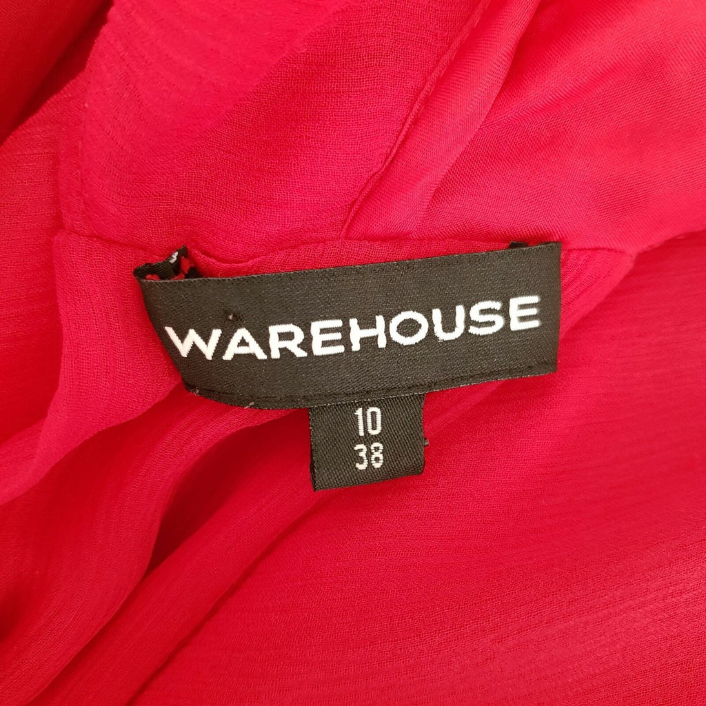 WAREHOUSE Hot Red Sexy Back Silk Ladies Sleeveless Cocktail Sheath Dress V-Neck