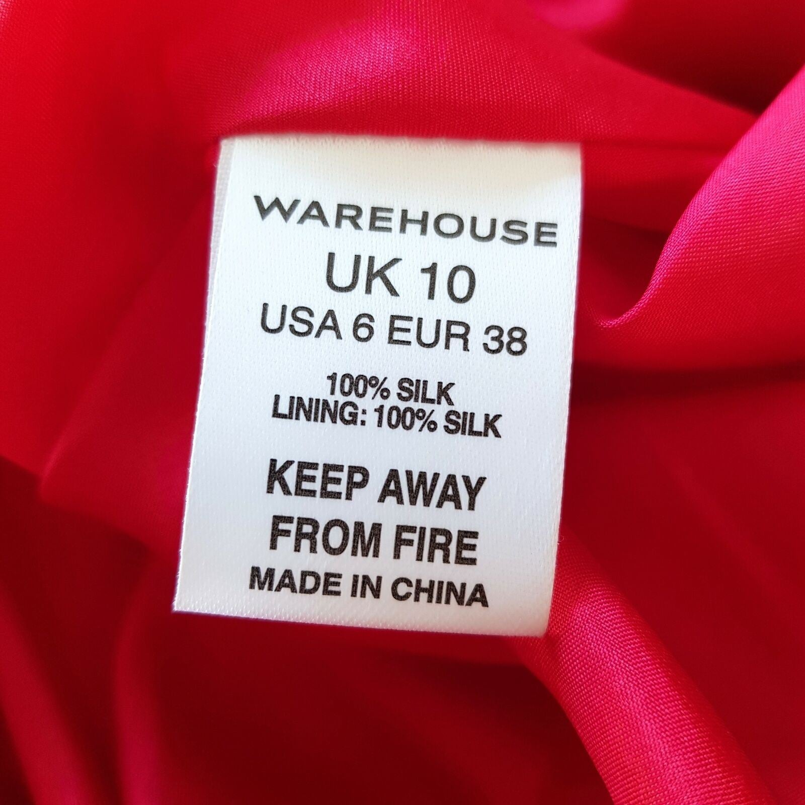 WAREHOUSE Hot Red Sexy Back Silk Ladies Sleeveless Cocktail Sheath Dress V-Neck