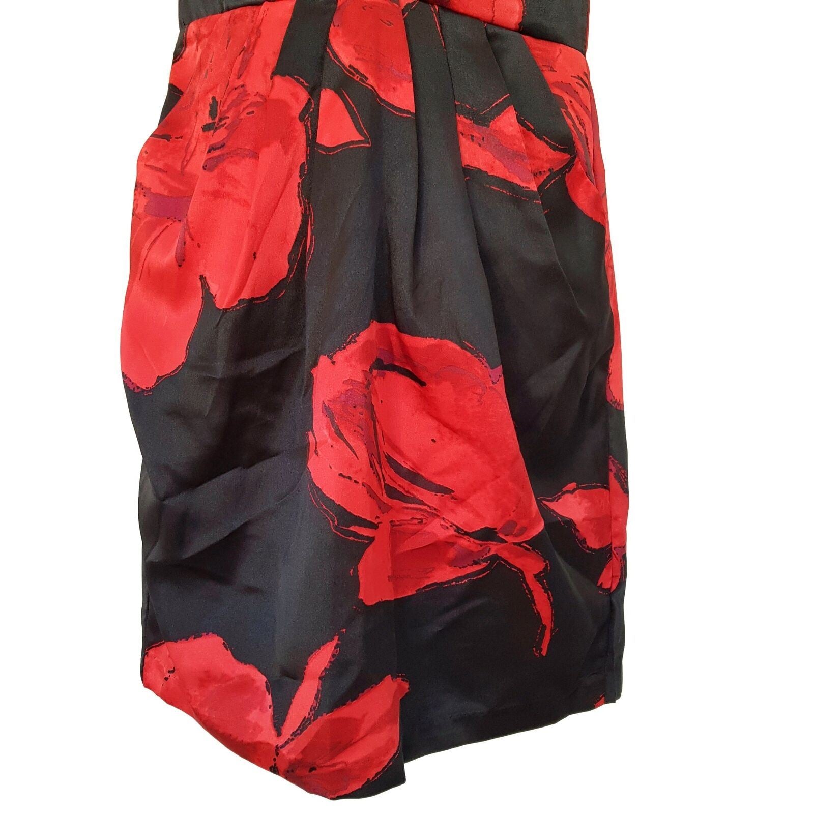 SNAP Black & Red Floral Print Women's Strapless Sheath Dress Sweetheart Neckline