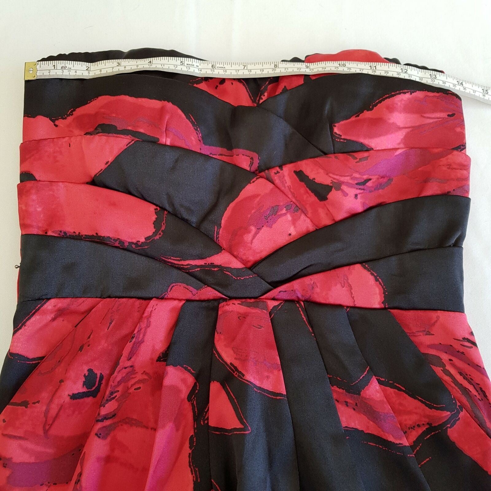 SNAP Black & Red Floral Print Women's Strapless Sheath Dress Sweetheart Neckline