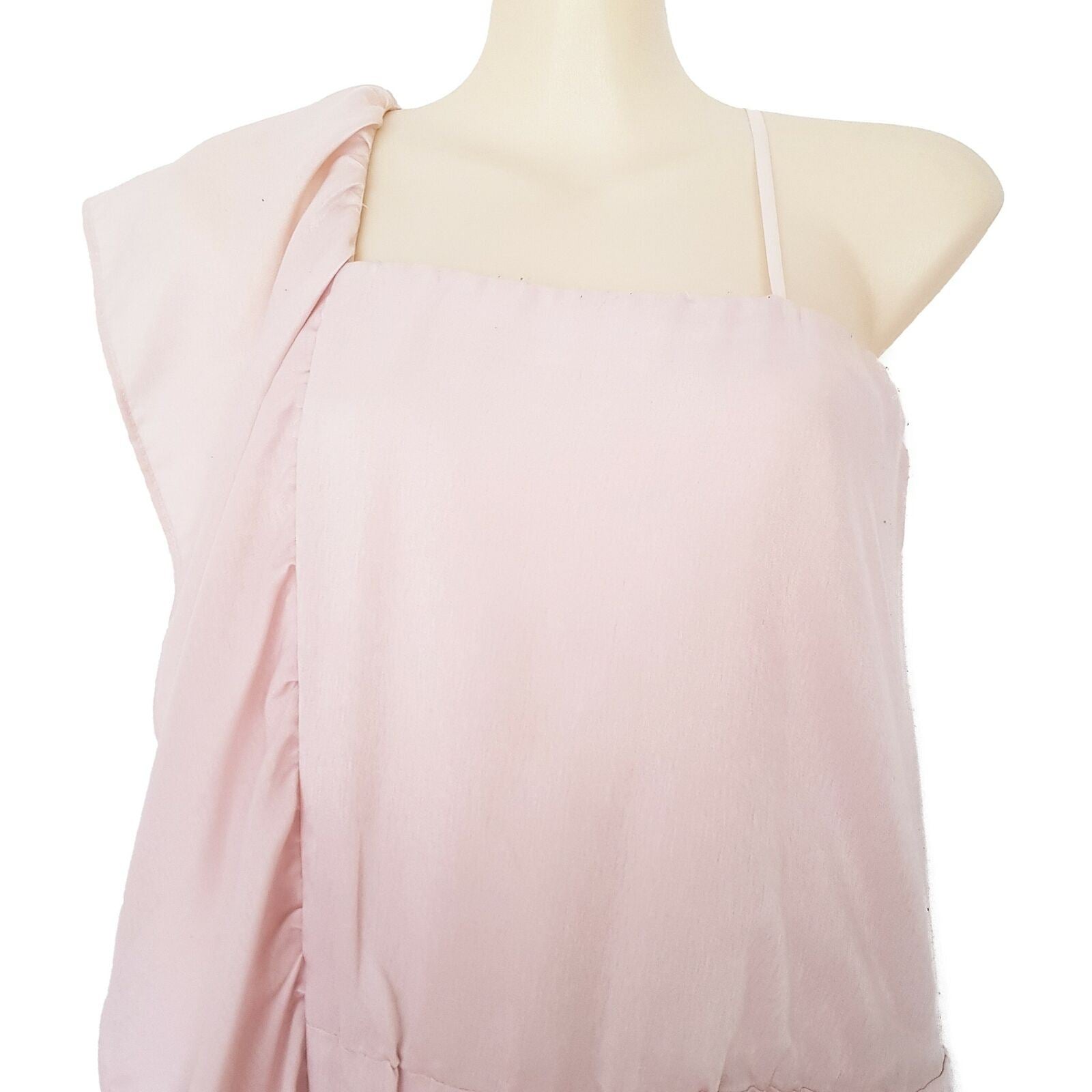 BARKINS Pink Sleeveless Frill Shoulder Women's Cocktail Shift Dress Square Neck