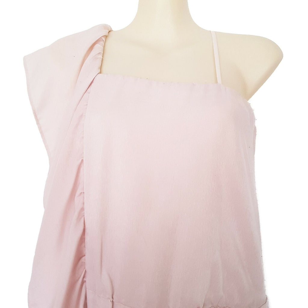BARKINS Pink Sleeveless Frill Shoulder Women's Cocktail Shift Dress Square Neck