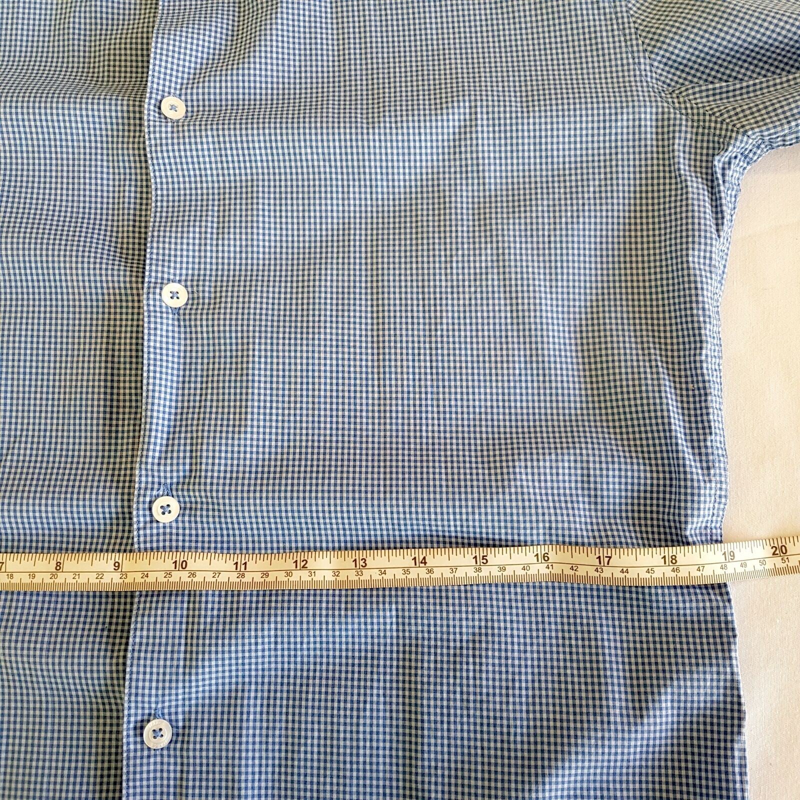 MARCS Formal Blue White Checkered Button Down Men's Collared Dress Shirt Slim M
