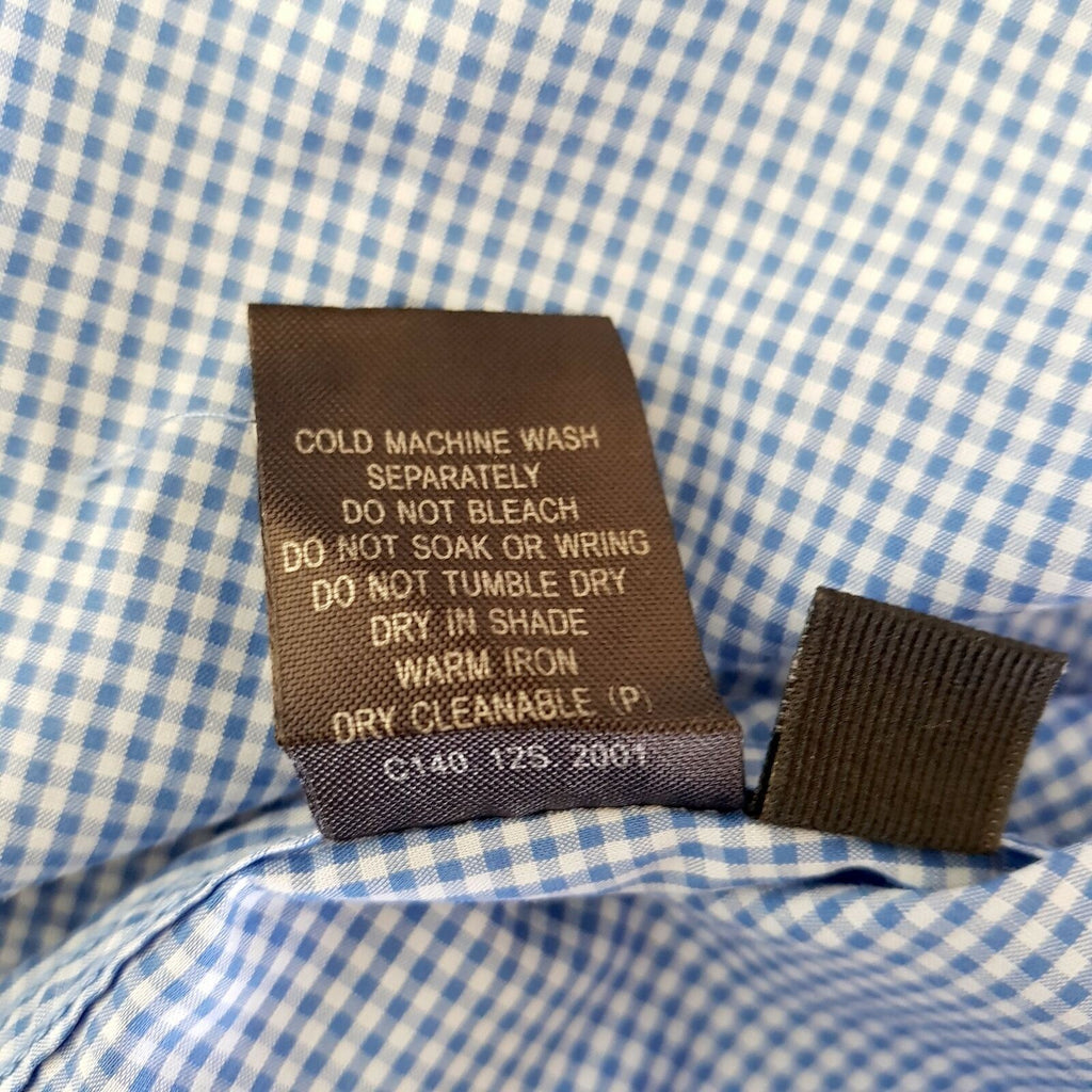 MARCS Formal Blue White Checkered Button Down Men's Collared Dress Shirt Slim M