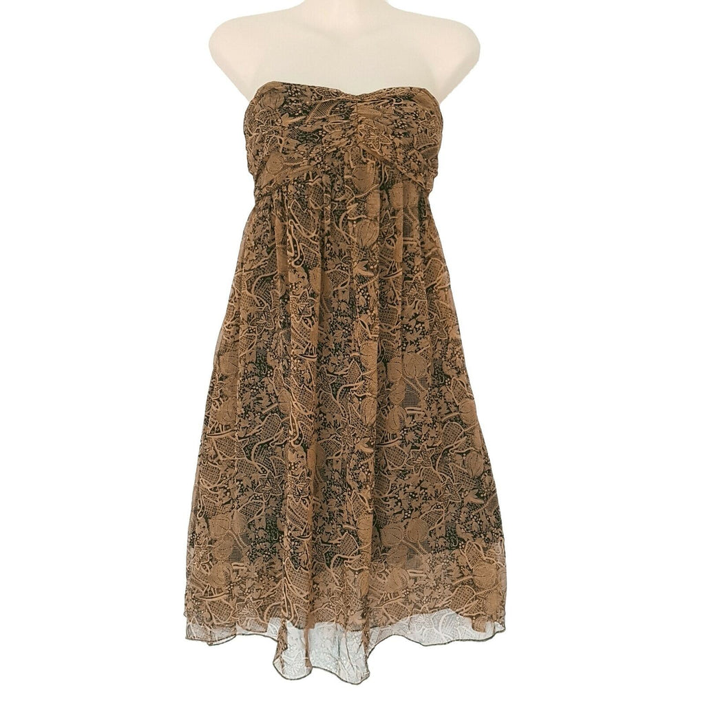 SULU Black Yellow Golded Floral Women's Strapless Cocktail Silk Dress Sweetheart