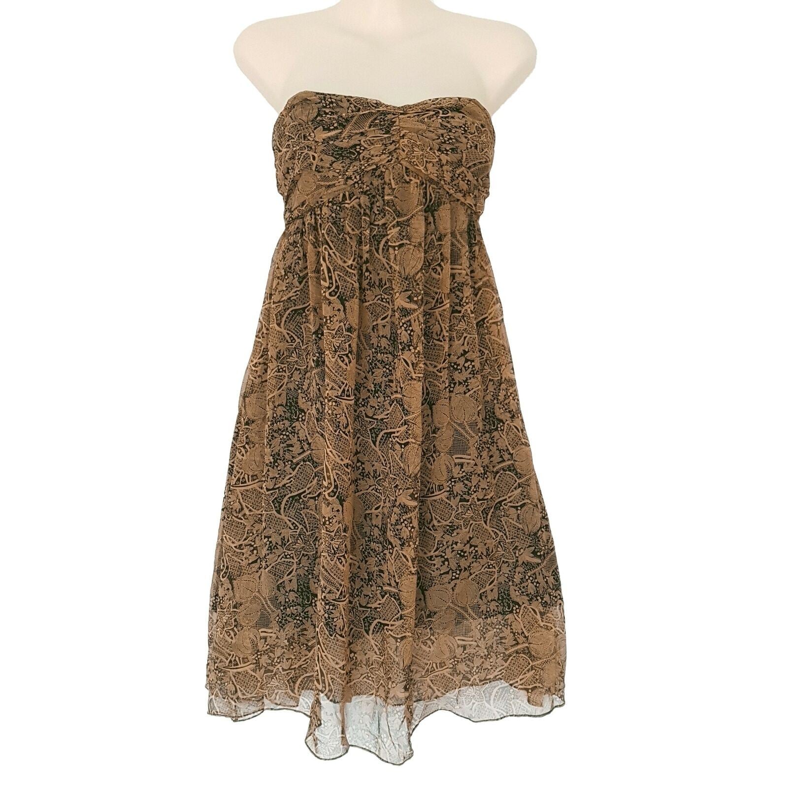 SULU Black Yellow Golded Floral Women's Strapless Cocktail Silk Dress Sweetheart
