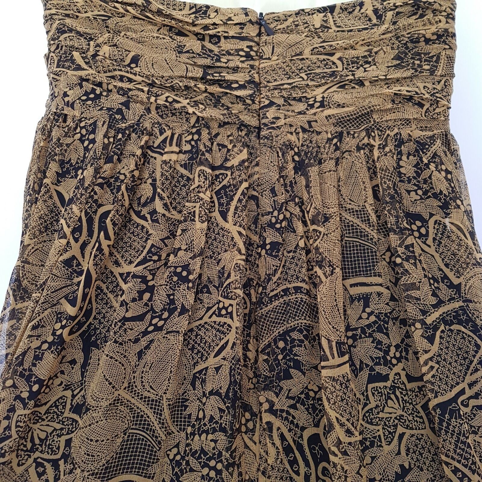 SULU Black Yellow Golded Floral Women's Strapless Cocktail Silk Dress Sweetheart