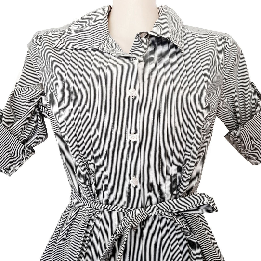 PILGRIM Kimberley Stripe Shirt Black White 3/4 Sleeve Women's Collared Tunic Top