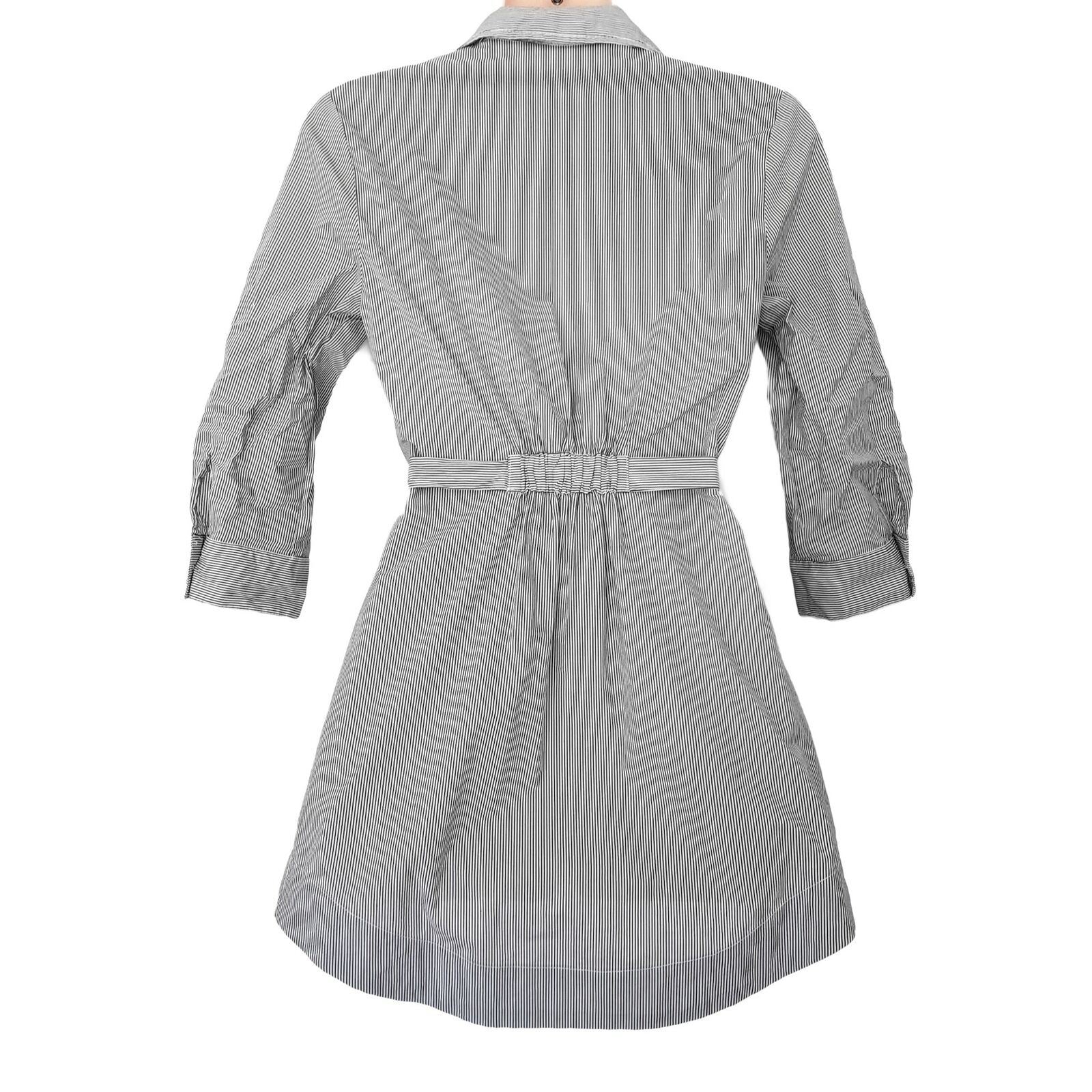 PILGRIM Kimberley Stripe Shirt Black White 3/4 Sleeve Women's Collared Tunic Top