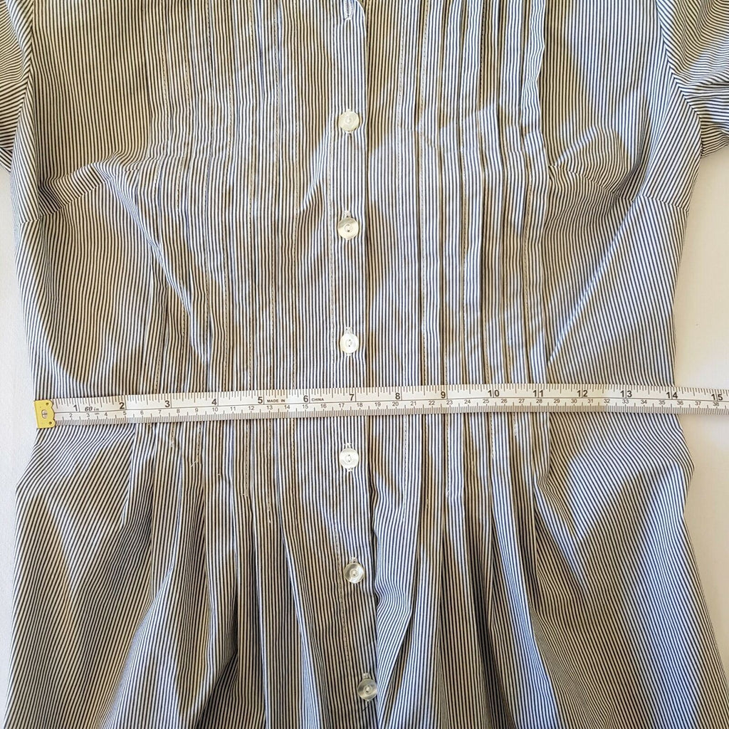 PILGRIM Kimberley Stripe Shirt Black White 3/4 Sleeve Women's Collared Tunic Top