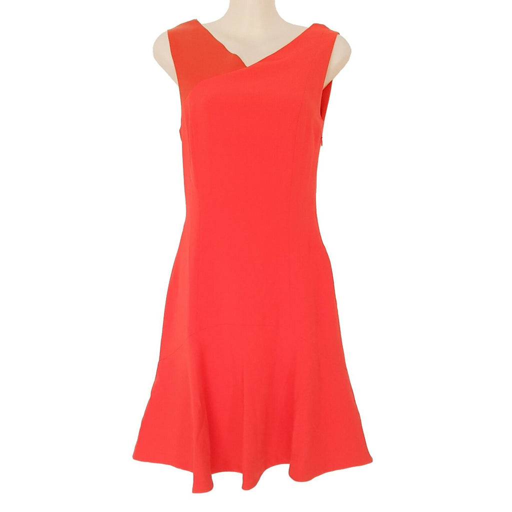 ESPRIT Designer Desert Fire Red Orange Leather Sleeveless Women's Cocktail Dress