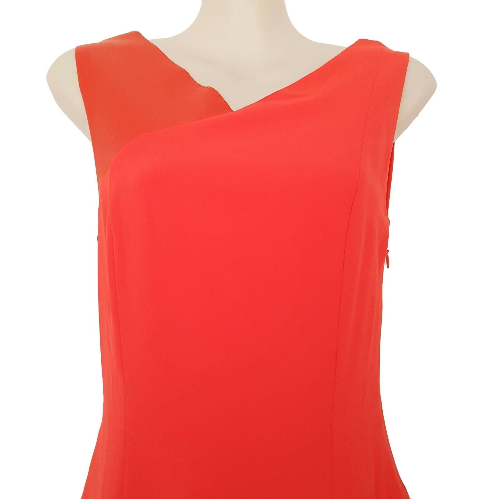 ESPRIT Designer Desert Fire Red Orange Leather Sleeveless Women's Cocktail Dress
