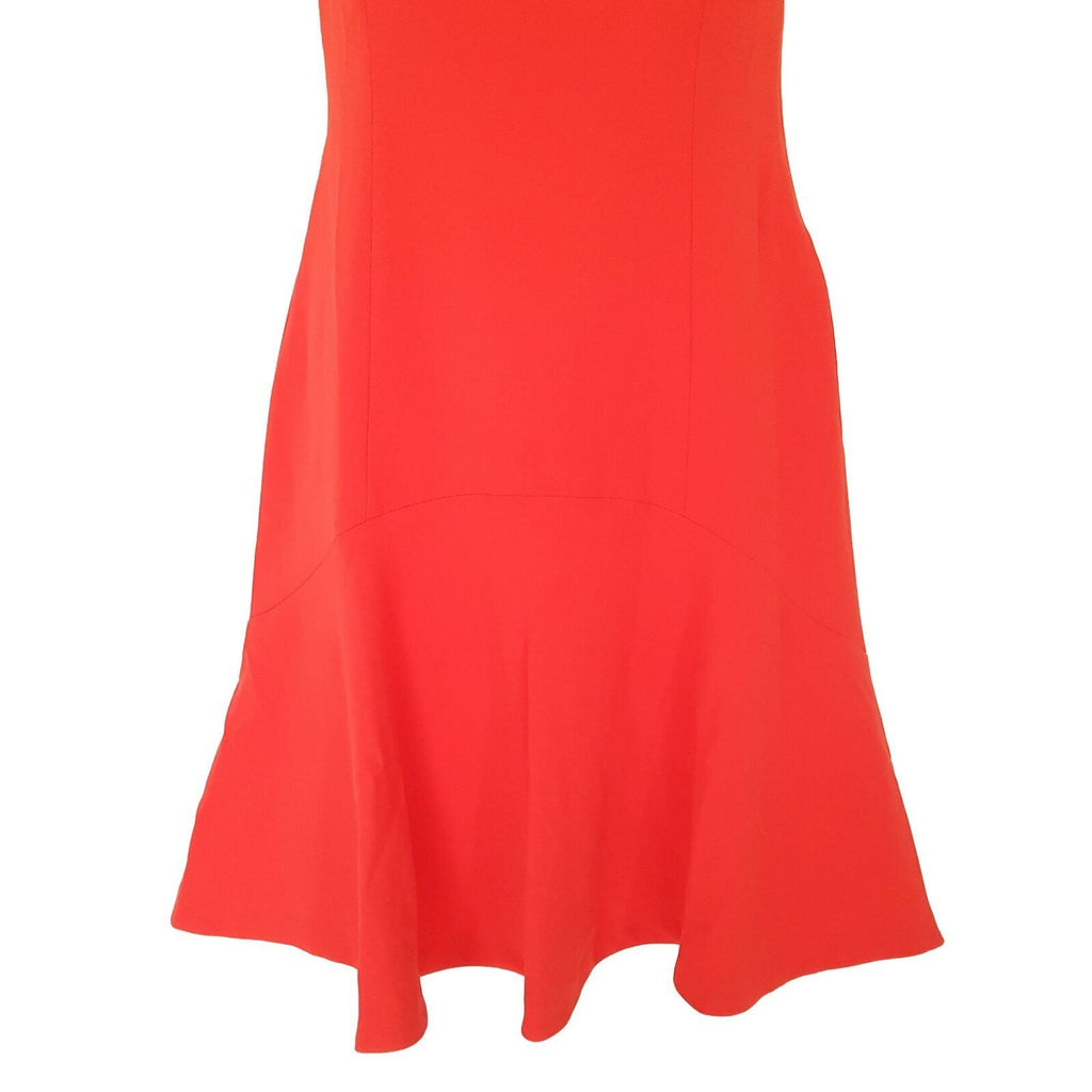 ESPRIT Designer Desert Fire Red Orange Leather Sleeveless Women's Cocktail Dress