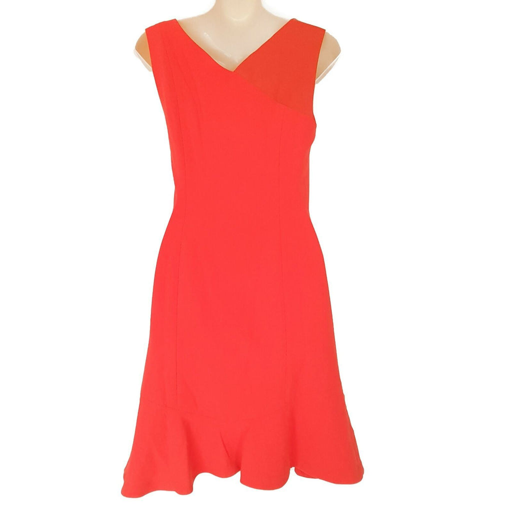 ESPRIT Designer Desert Fire Red Orange Leather Sleeveless Women's Cocktail Dress