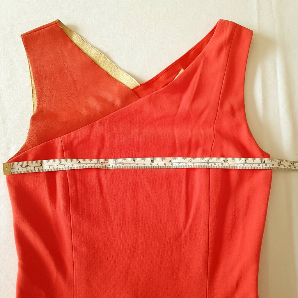 ESPRIT Designer Desert Fire Red Orange Leather Sleeveless Women's Cocktail Dress