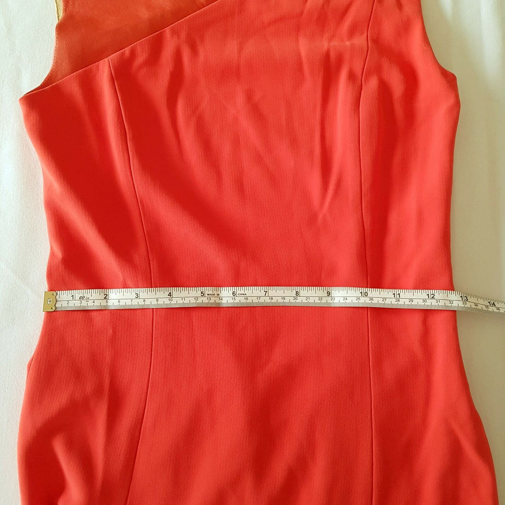 ESPRIT Designer Desert Fire Red Orange Leather Sleeveless Women's Cocktail Dress