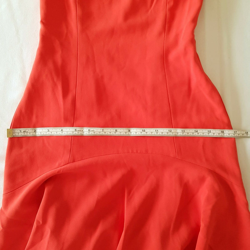 ESPRIT Designer Desert Fire Red Orange Leather Sleeveless Women's Cocktail Dress