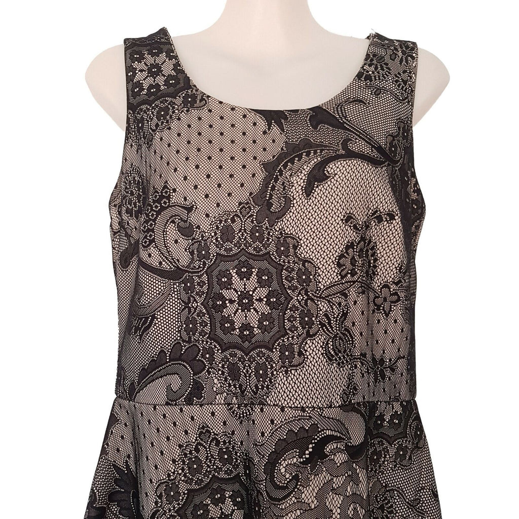 LAURA ASHLEY Casual Paisley Brown Sleeveless Women's A-Line Dress Scoop Neckline
