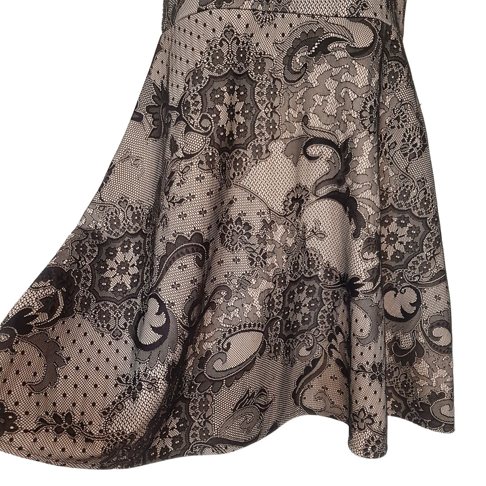 LAURA ASHLEY Casual Paisley Brown Sleeveless Women's A-Line Dress Scoop Neckline