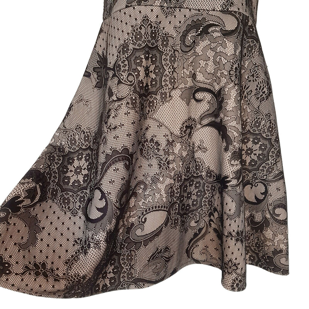 LAURA ASHLEY Casual Paisley Brown Sleeveless Women's A-Line Dress Scoop Neckline