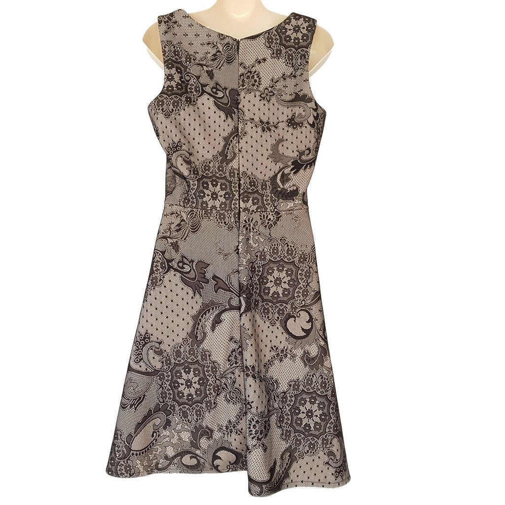 LAURA ASHLEY Casual Paisley Brown Sleeveless Women's A-Line Dress Scoop Neckline