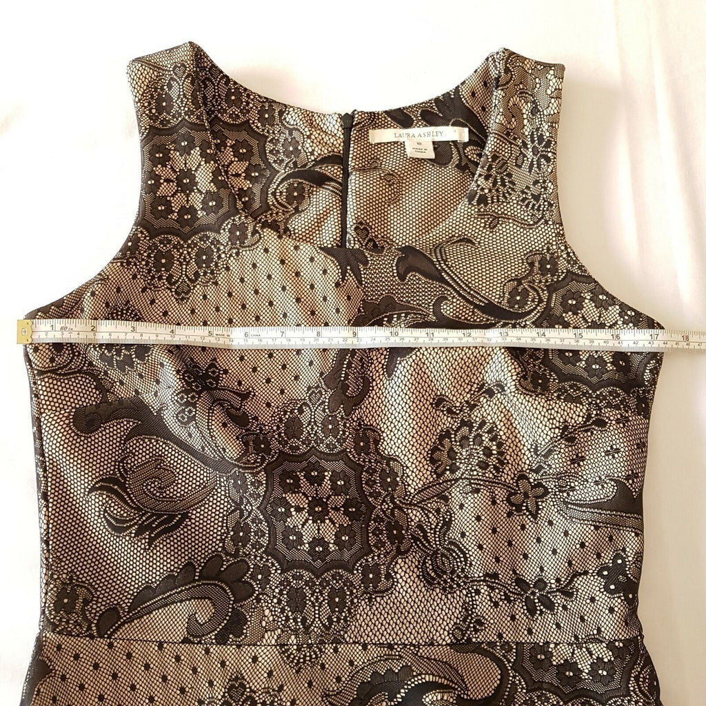 LAURA ASHLEY Casual Paisley Brown Sleeveless Women's A-Line Dress Scoop Neckline