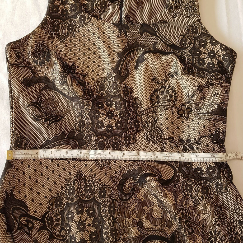 LAURA ASHLEY Casual Paisley Brown Sleeveless Women's A-Line Dress Scoop Neckline