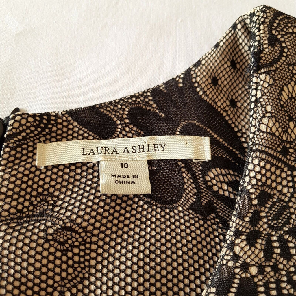 LAURA ASHLEY Casual Paisley Brown Sleeveless Women's A-Line Dress Scoop Neckline