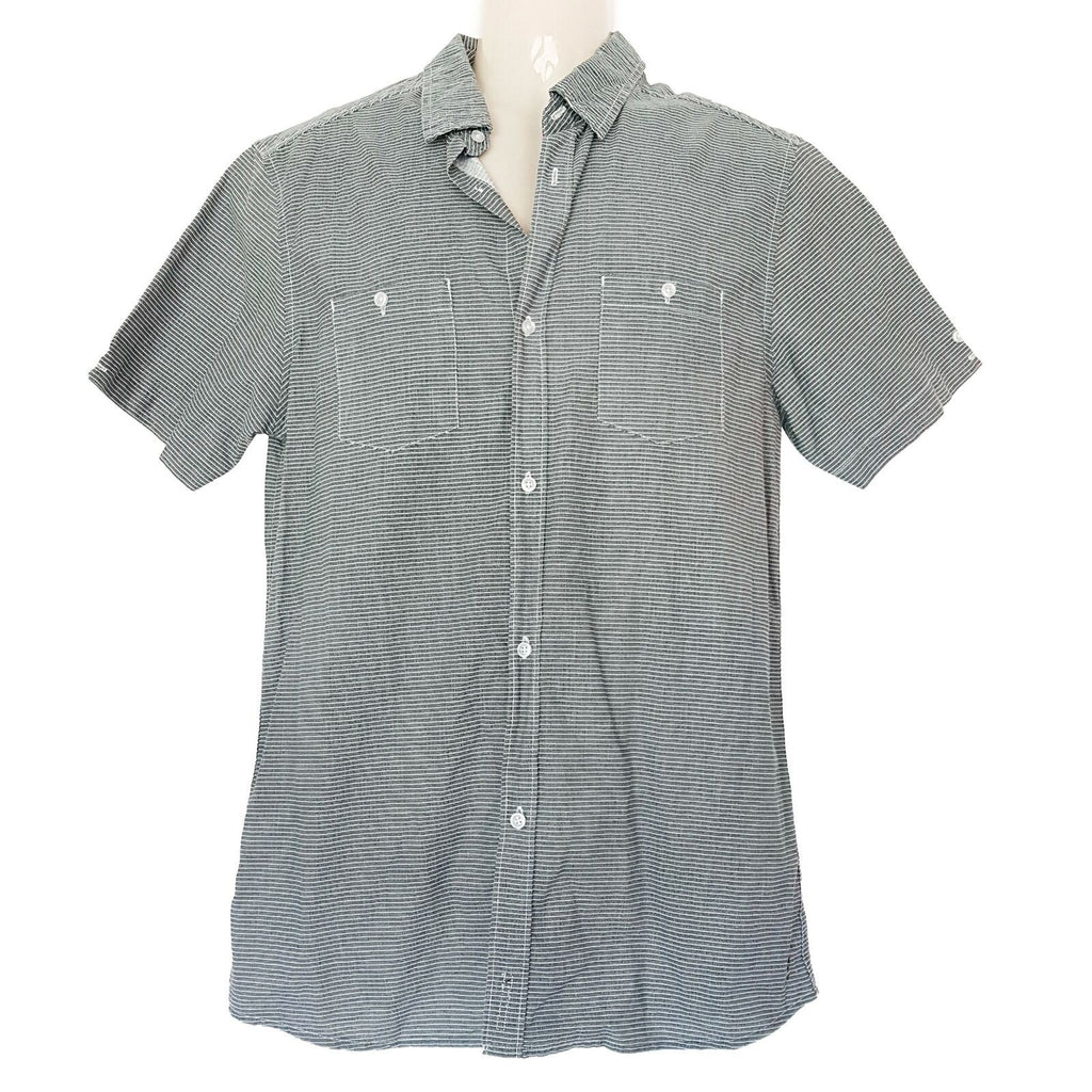 BILLABONG Black White Pinstripe Button Down Men's Casual Dress Shirt Medium