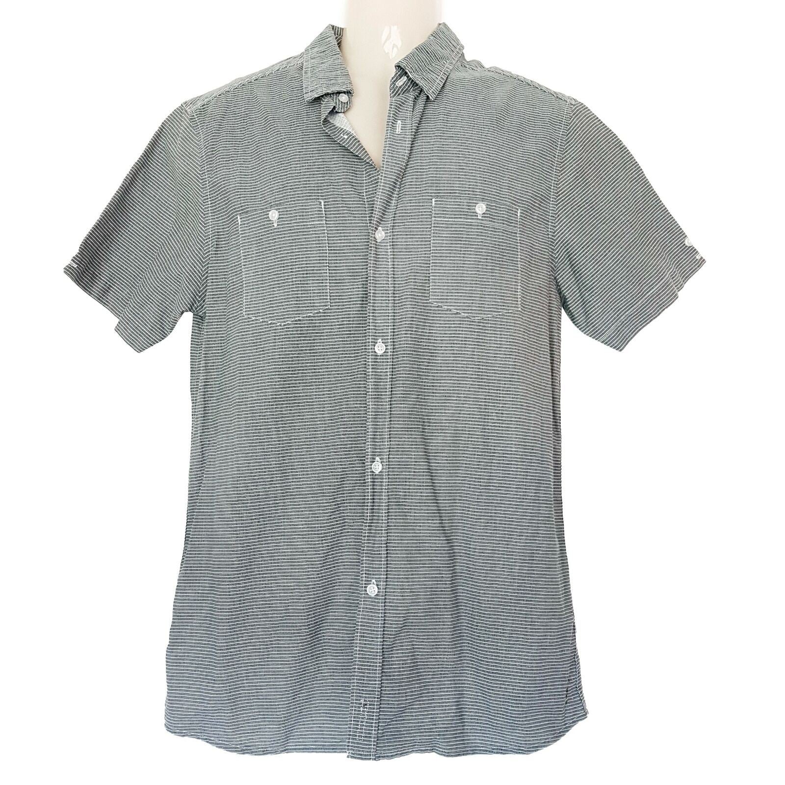 BILLABONG Black White Pinstripe Button Down Men's Casual Dress Shirt Medium