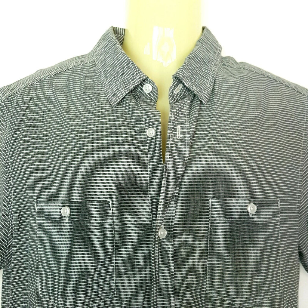 BILLABONG Black White Pinstripe Button Down Men's Casual Dress Shirt Medium