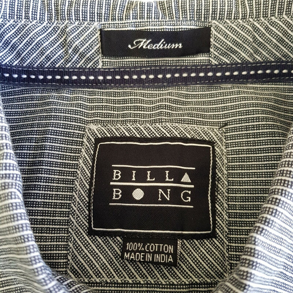 BILLABONG Black White Pinstripe Button Down Men's Casual Dress Shirt Medium