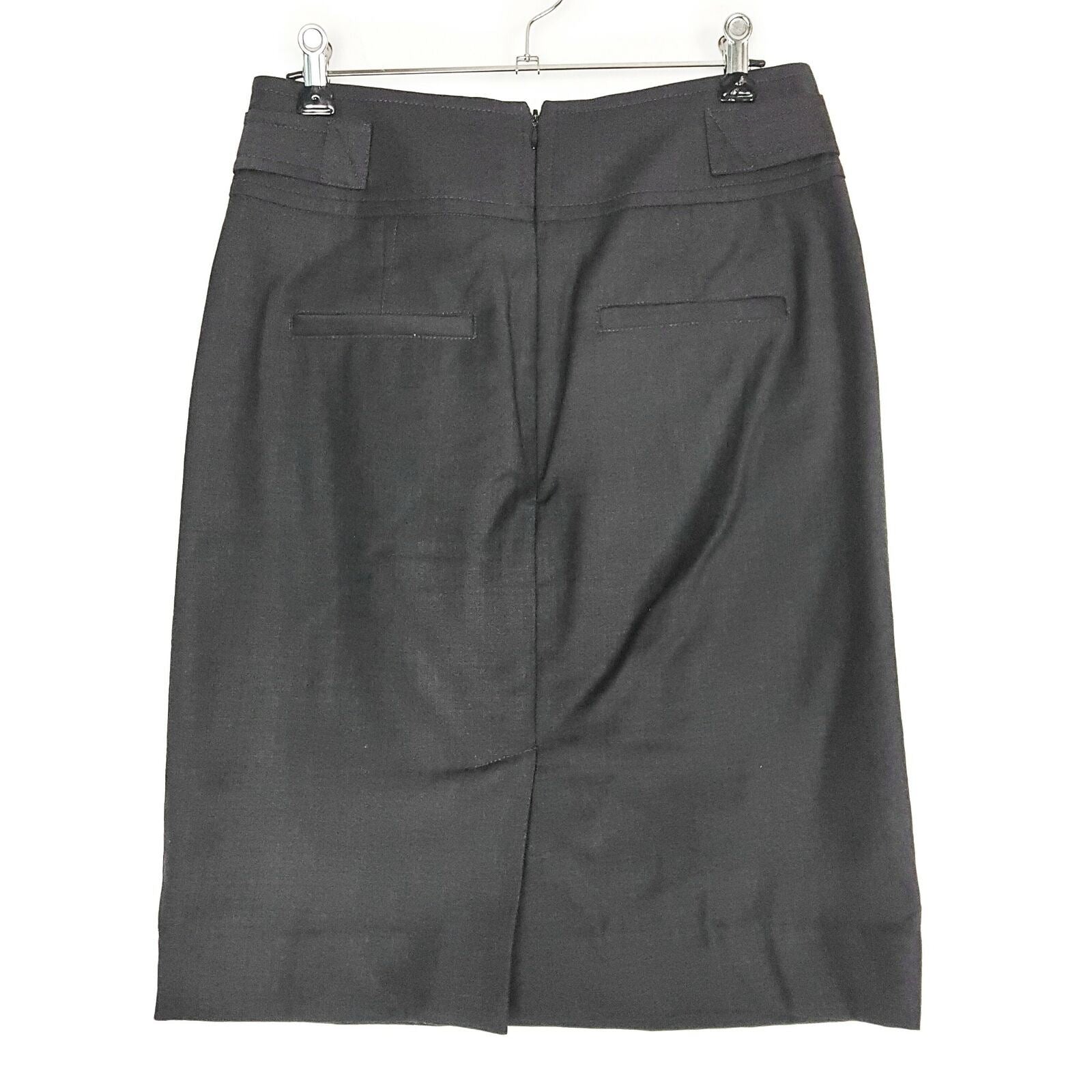 SABA Pencil Black Grey Skirt Zipper Back Knee Length Office Work Wool Blend 8 S
