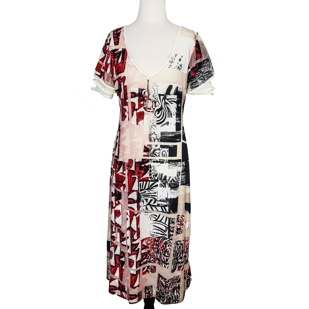 Legatte Jeans Save the Queen Vintage Designer Dress Abstract Art Mesh Maxi Italy