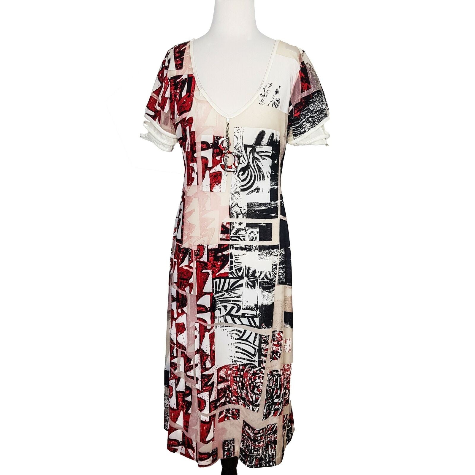 Legatte Jeans Save the Queen Vintage Designer Dress Abstract Art Mesh Maxi Italy
