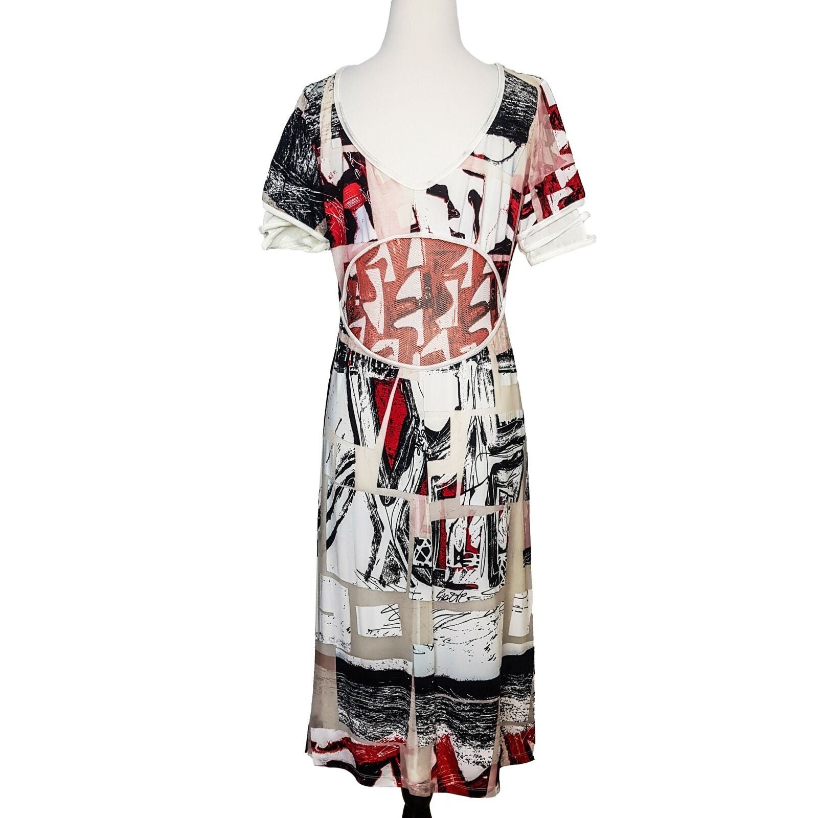Legatte Jeans Save the Queen Vintage Designer Dress Abstract Art Mesh Maxi Italy