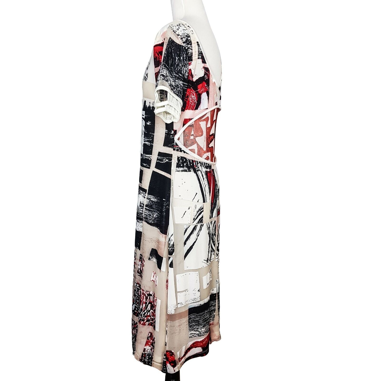 Legatte Jeans Save the Queen Vintage Designer Dress Abstract Art Mesh Maxi Italy