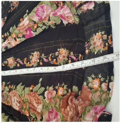 Women's Black Spaghetti Tie Straps Floral Print Fitted Smocked Tank Top One Size