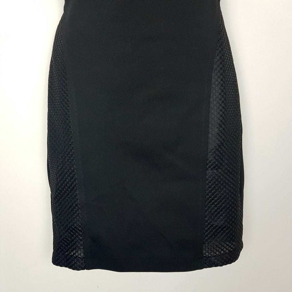 Forcast Little Black Dress Sheath Textured Pencil Cap Sleeve Work Business Party