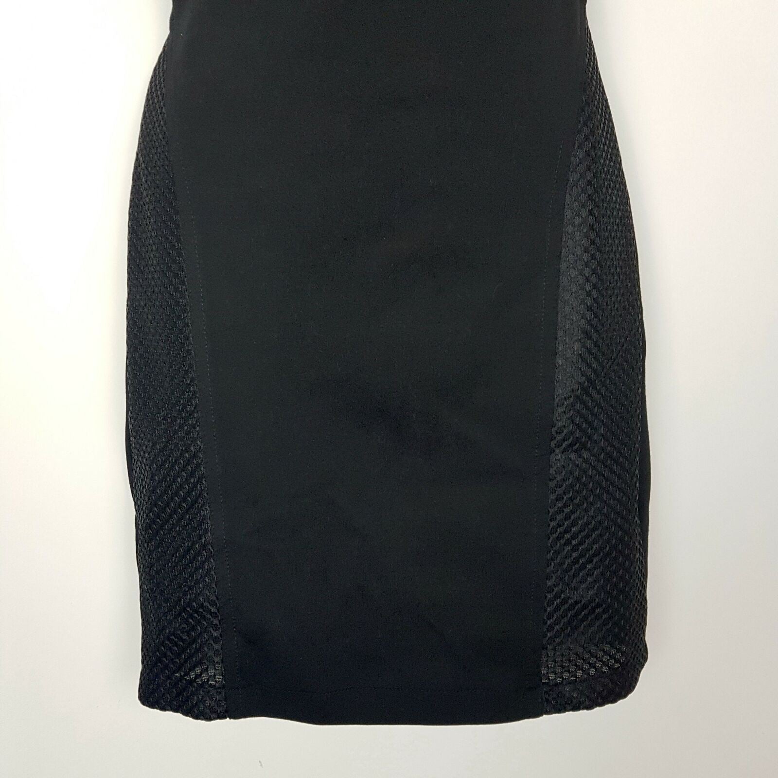 Forcast Little Black Dress Sheath Textured Pencil Cap Sleeve Work Business Party